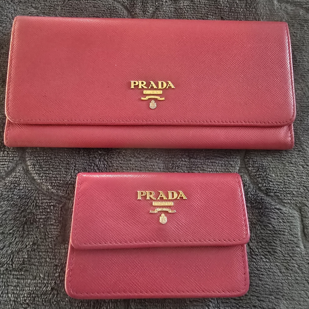 Prada Pink Leather Wallet Set